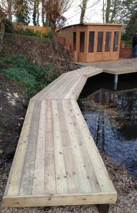 Finished decking in derby lakeside garden